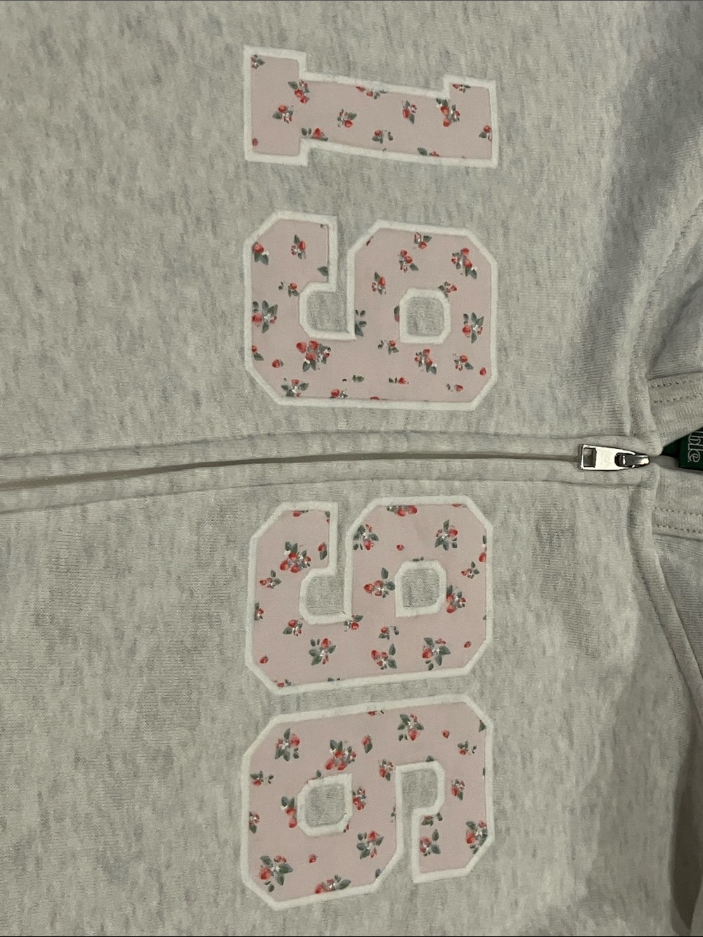 Heather Light Gray Zip-Up Hoodie with Pink '1996' Detail - Picture 9 of 10